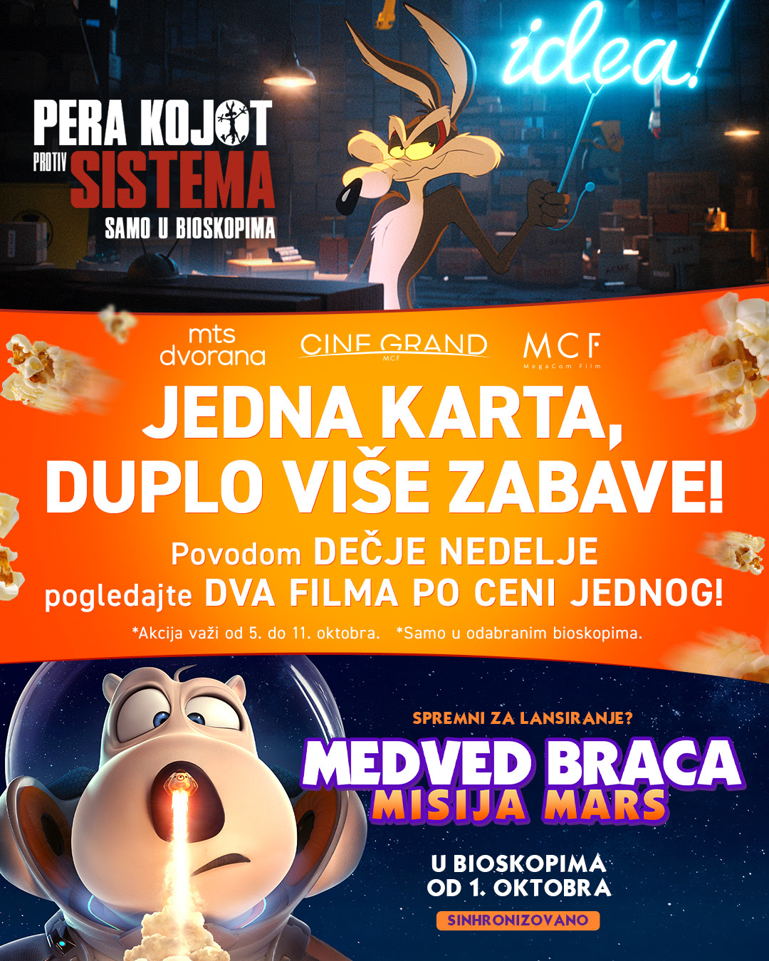 Jedna karta, duplo više zabave: Povodom Dečje nedelje, dva filma po ceni jednog